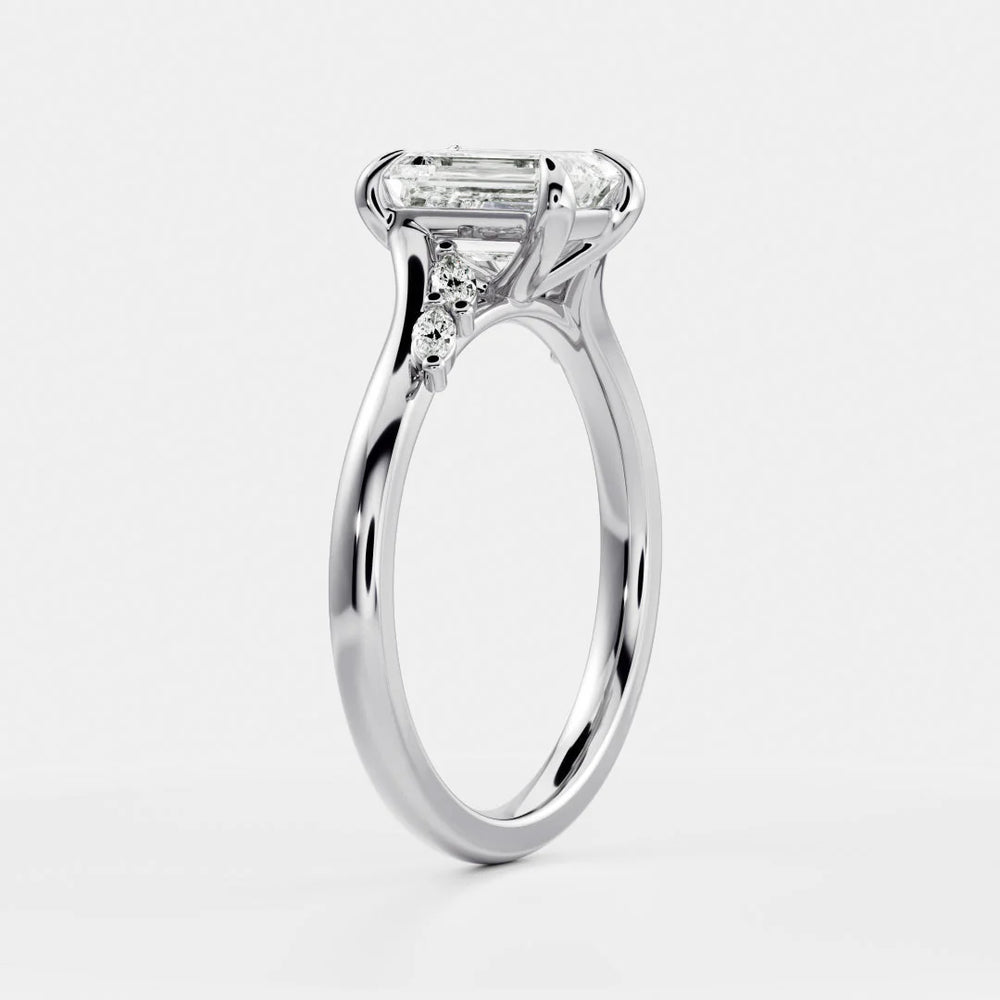 Flora Twist Side Stone Oval Diamond Engagement Ring