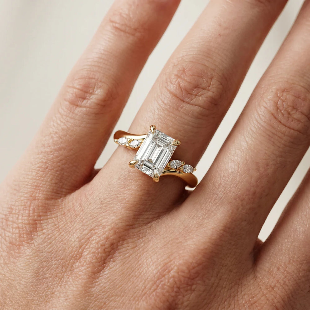 Flora Twist Side Stone Oval Diamond Engagement Ring