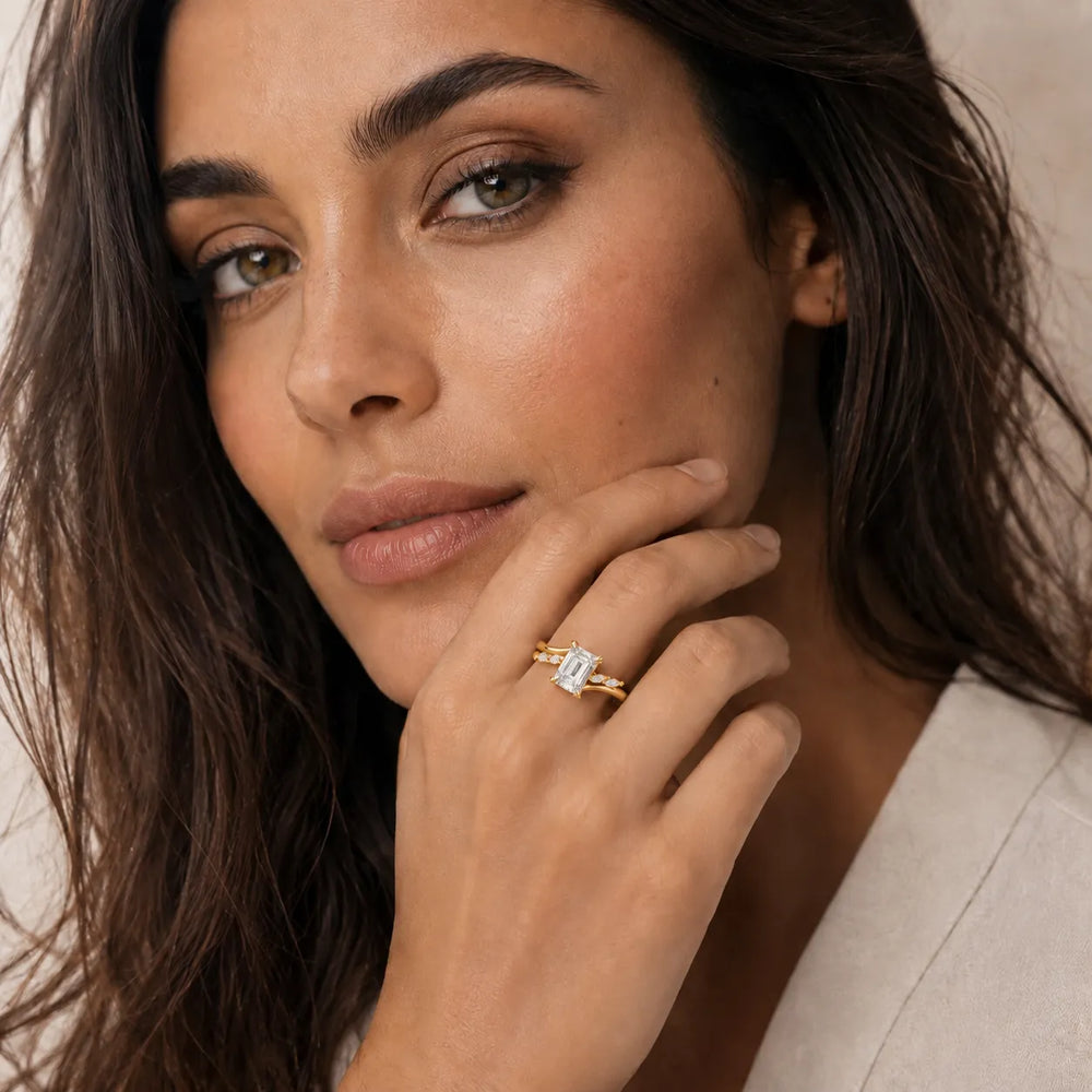 Flora Twist Side Stone Oval Diamond Engagement Ring