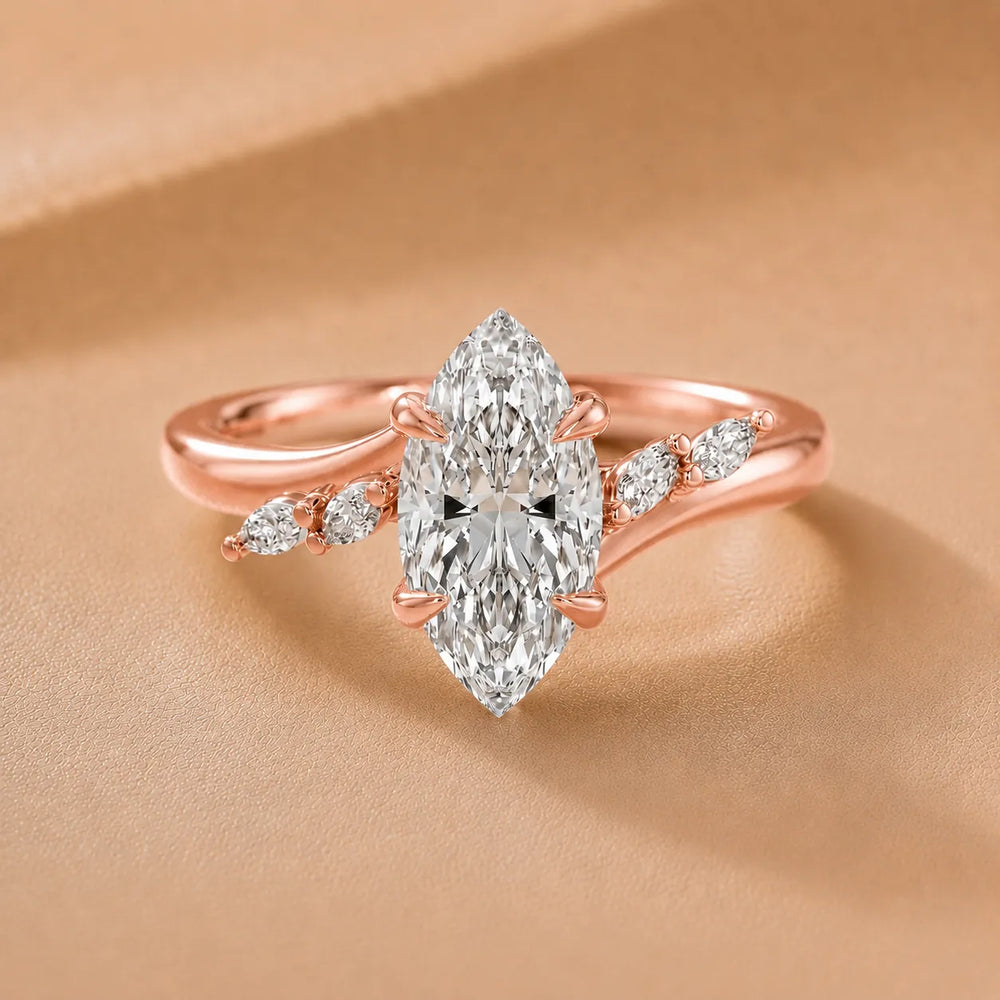 Flora Twist Side Stone Oval Diamond Engagement Ring