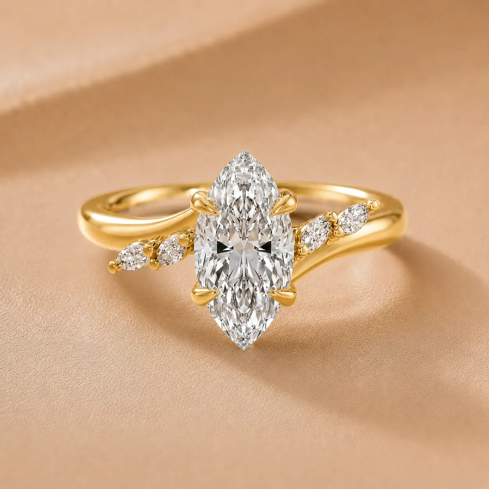 Flora Twist Side Stone Oval Diamond Engagement Ring