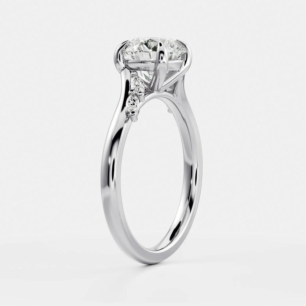 Flora Twist Side Stone Oval Diamond Engagement Ring