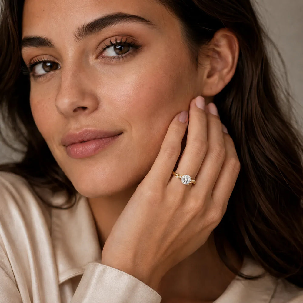 Flora Twist Side Stone Oval Diamond Engagement Ring