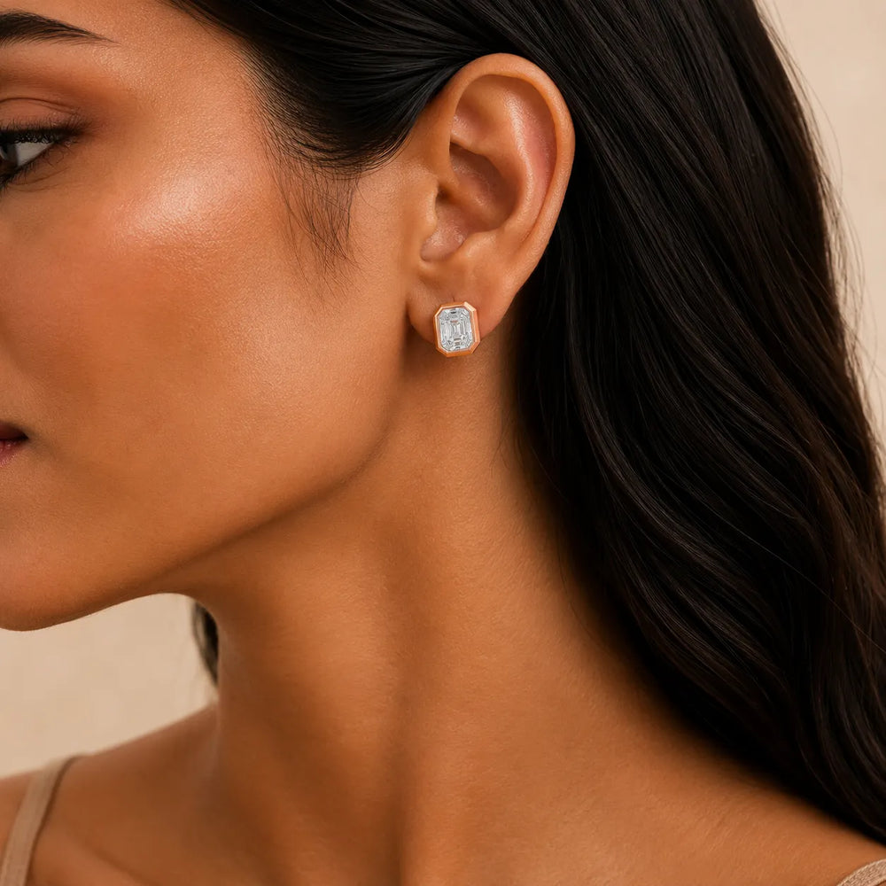 Timeless Glow Ear Studs For Bezel Setting earring