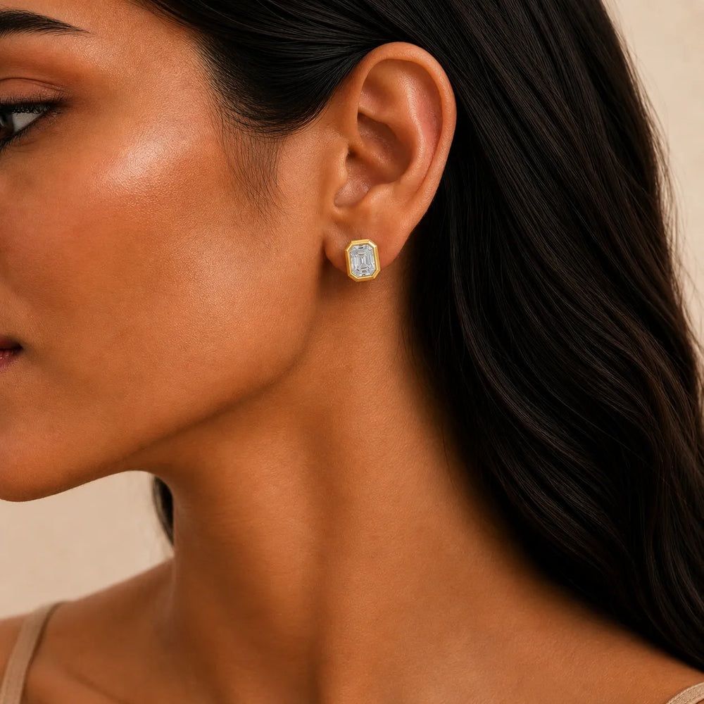 Timeless Glow Ear Studs For Bezel Setting earring