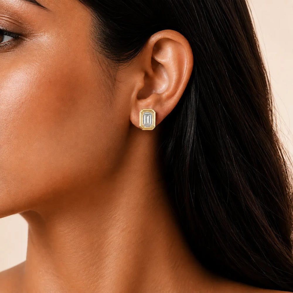Timeless Glow Ear Studs For Bezel Setting earring