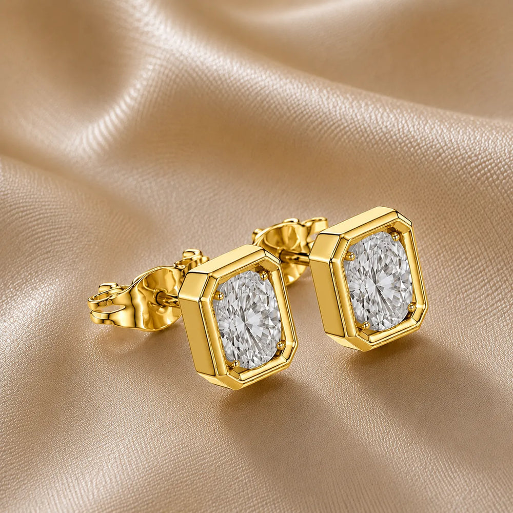 Timeless Glow Ear Studs For Bezel Setting earring