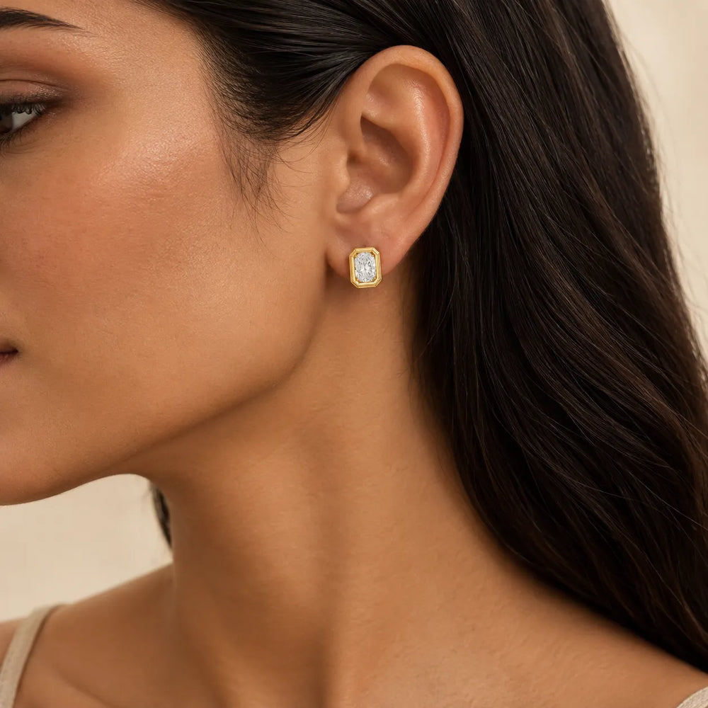 Timeless Glow Ear Studs For Bezel Setting earring