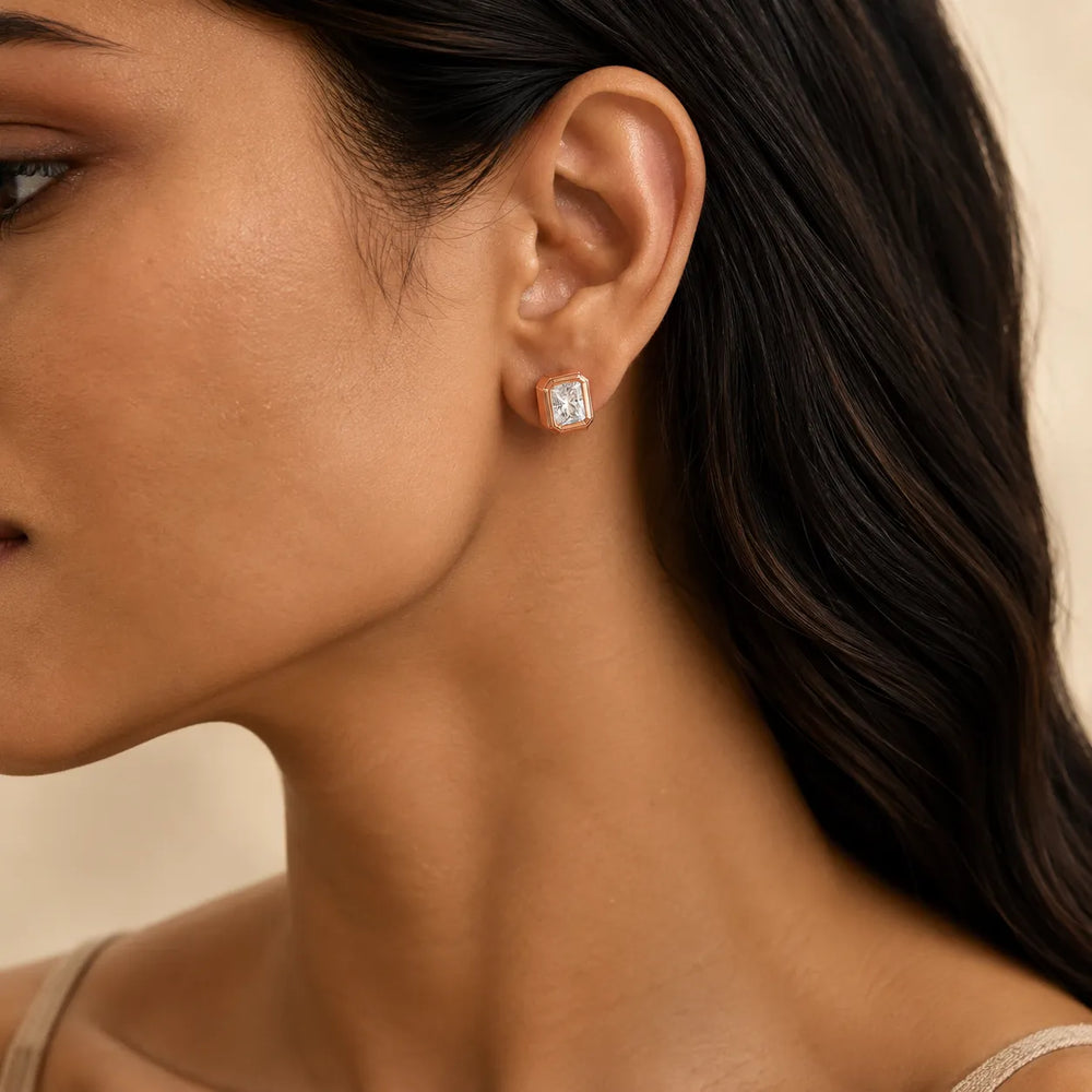 Timeless Glow Ear Studs For Bezel Setting earring
