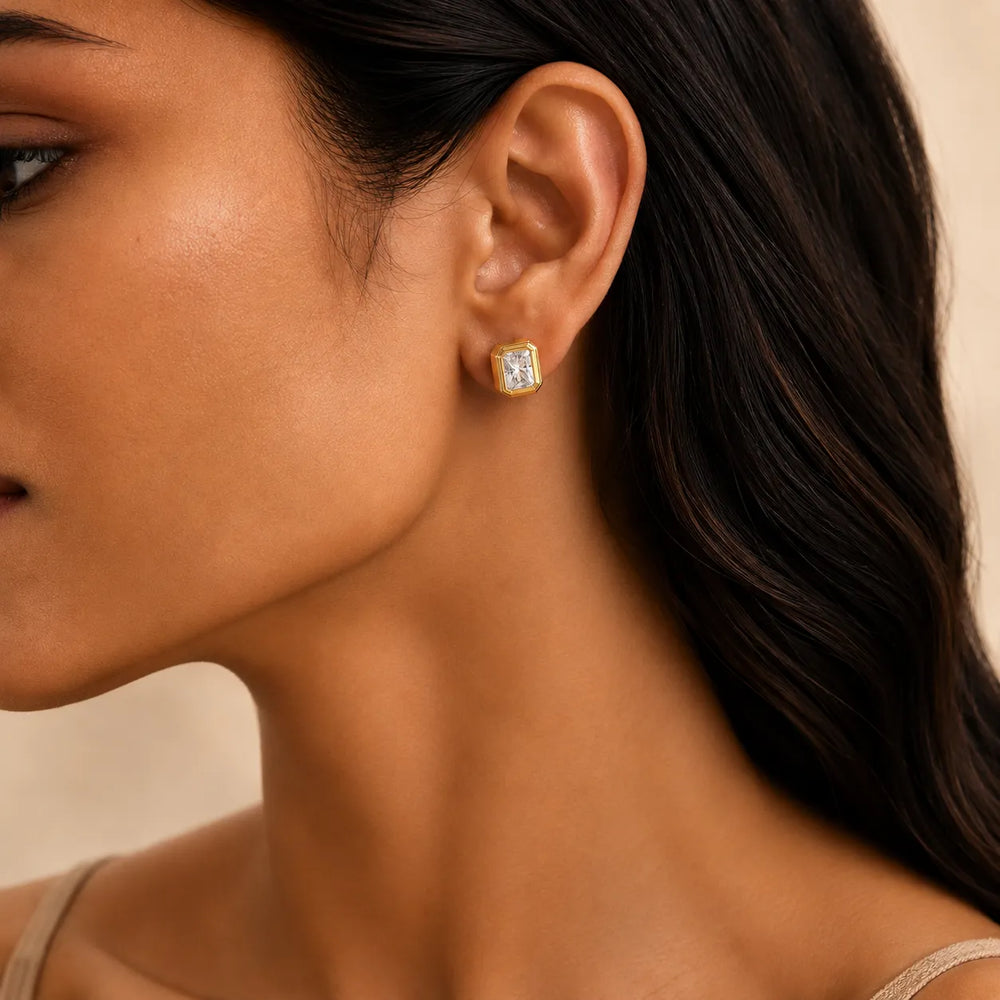 Timeless Glow Ear Studs For Bezel Setting earring