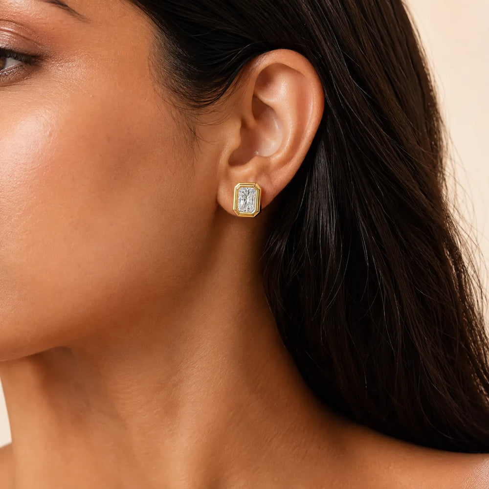 Timeless Glow Ear Studs For Bezel Setting earring