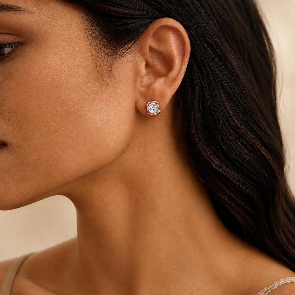 Timeless Glow Ear Studs For Bezel Setting earring