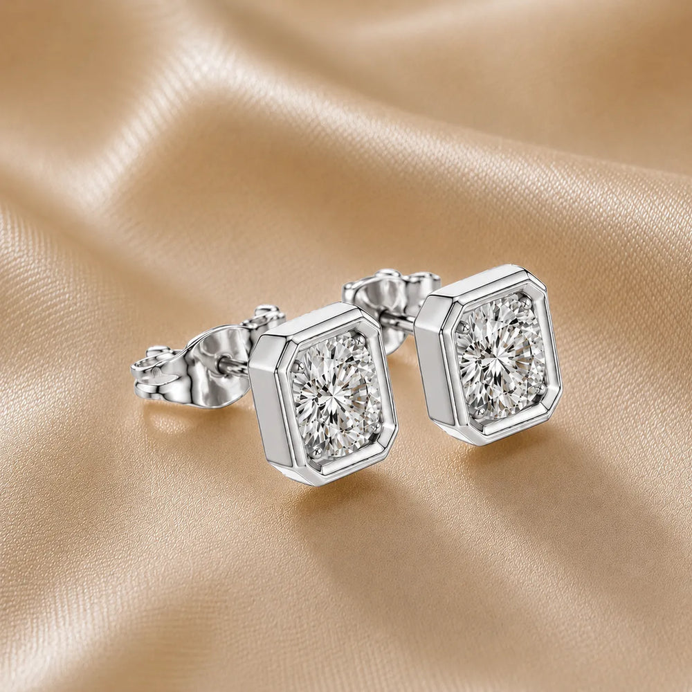 Timeless Glow Ear Studs For Bezel Setting earring