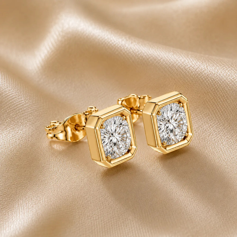 Timeless Glow Ear Studs For Bezel Setting earring
