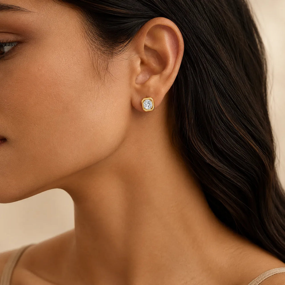 Timeless Glow Ear Studs For Bezel Setting earring