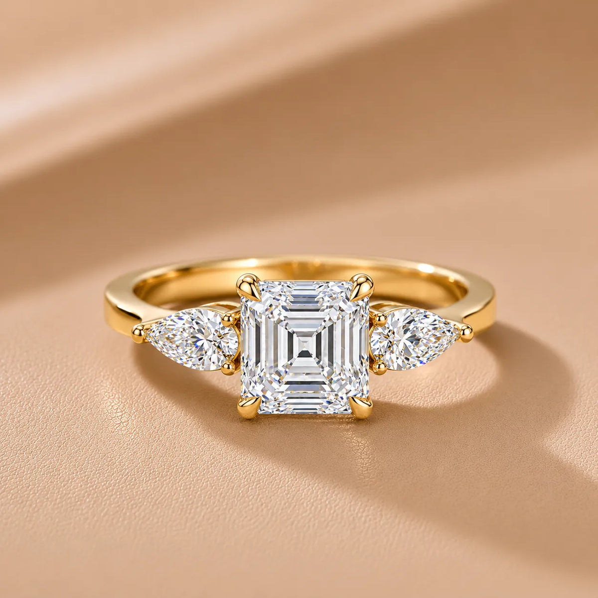 Grace Three Stone Asscher Diamond Engagement Ring