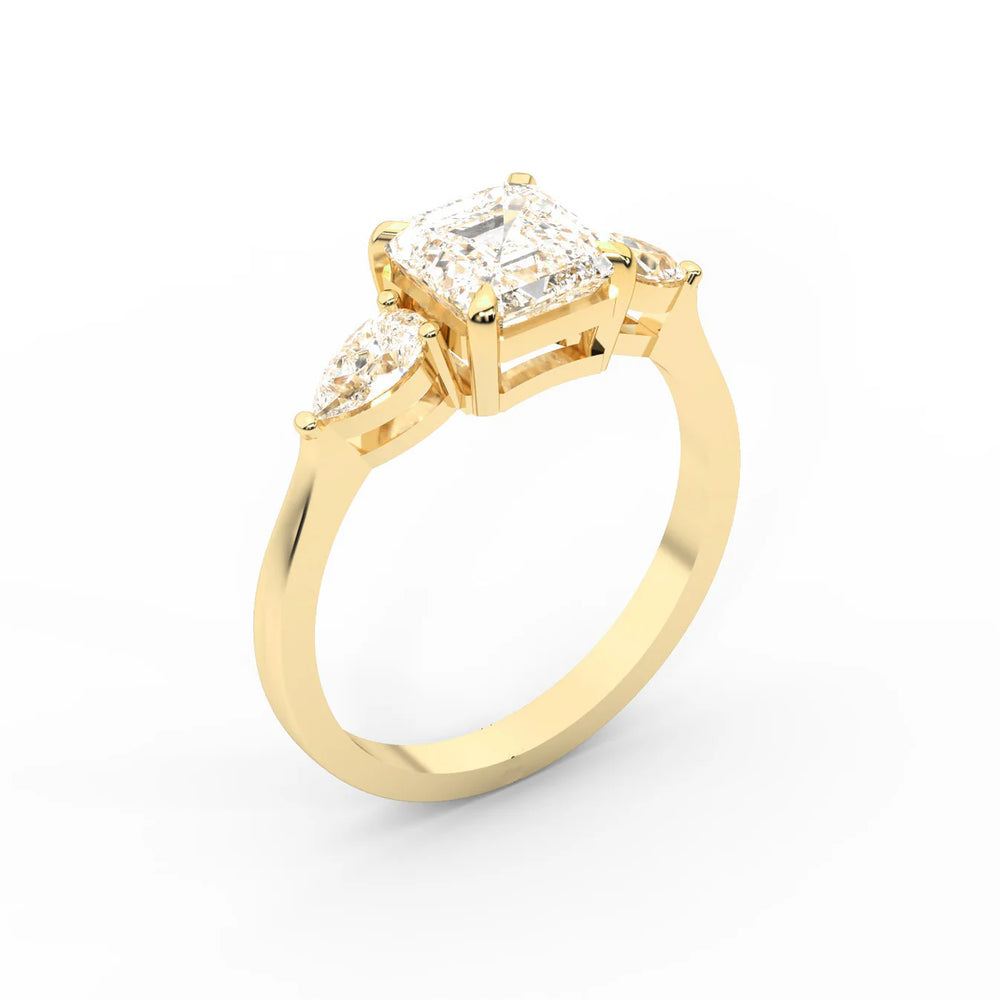Grace Three Stone Asscher Diamond Engagement Ring