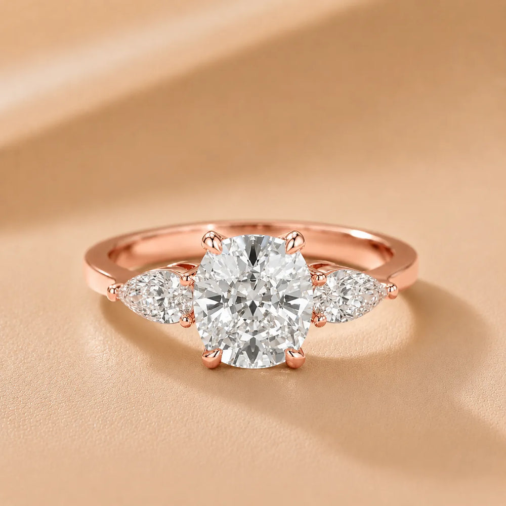 Grace Three Stone Asscher Diamond Engagement Ring