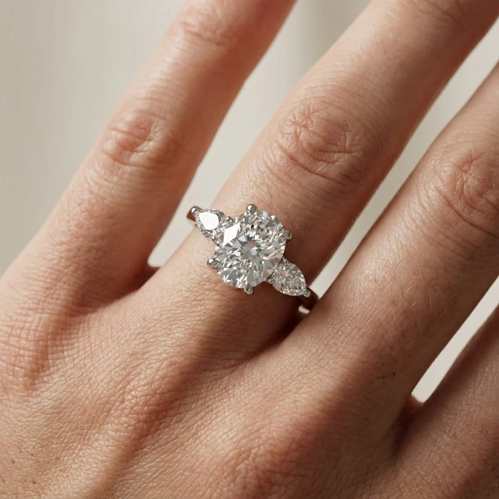 Grace Three Stone Asscher Diamond Engagement Ring