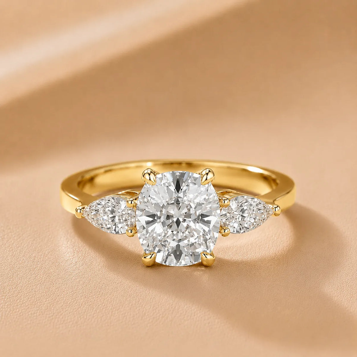 Grace Three Stone Asscher Diamond Engagement Ring