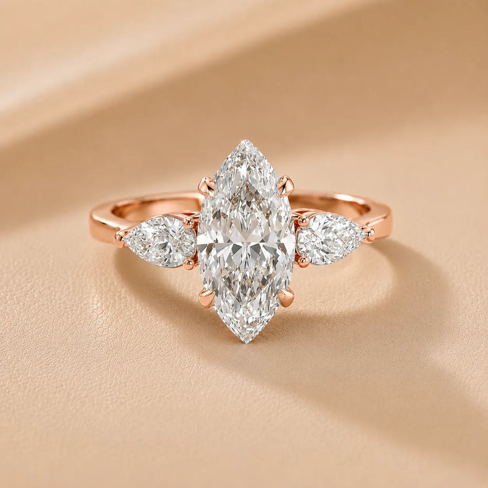Grace Three Stone Asscher Diamond Engagement Ring