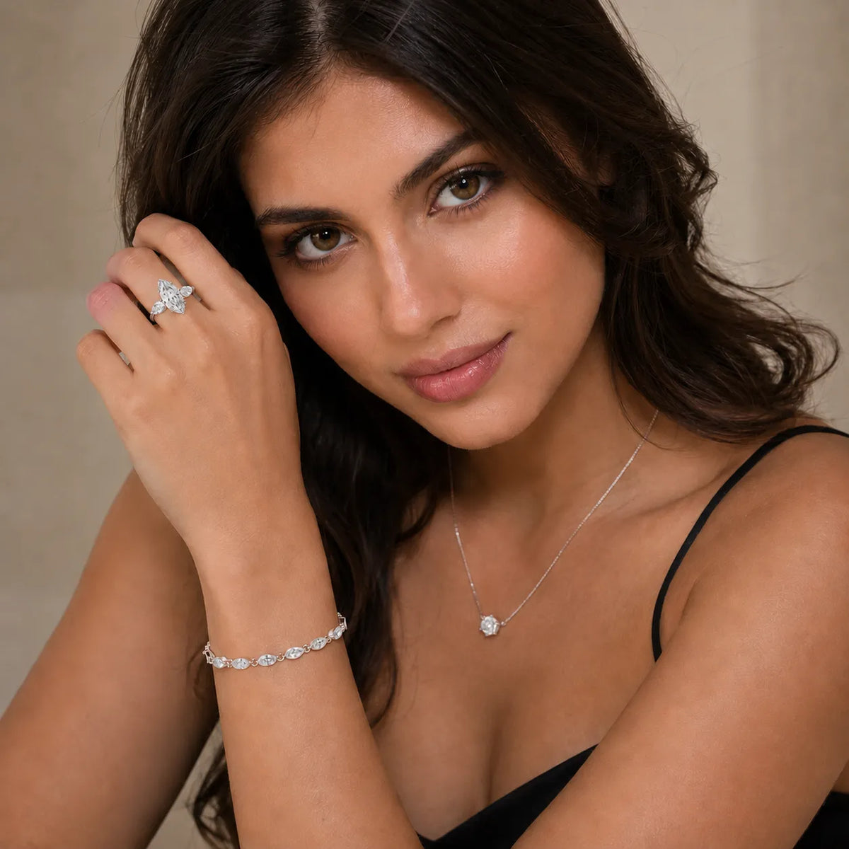 Grace Three Stone Asscher Diamond Engagement Ring