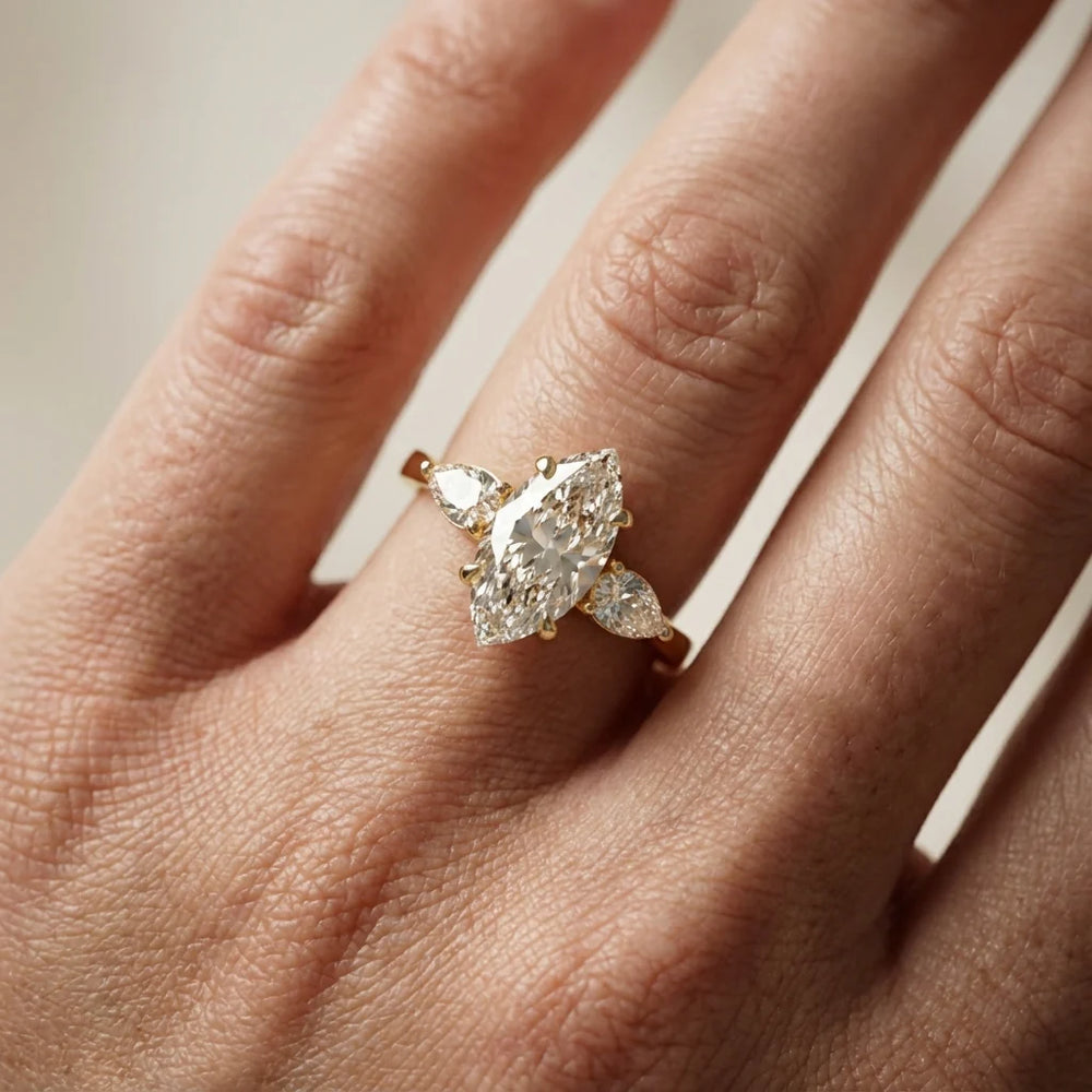 Grace Three Stone Asscher Diamond Engagement Ring