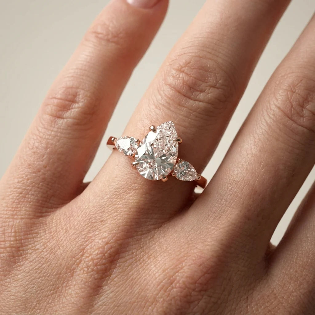 Grace Three Stone Asscher Diamond Engagement Ring