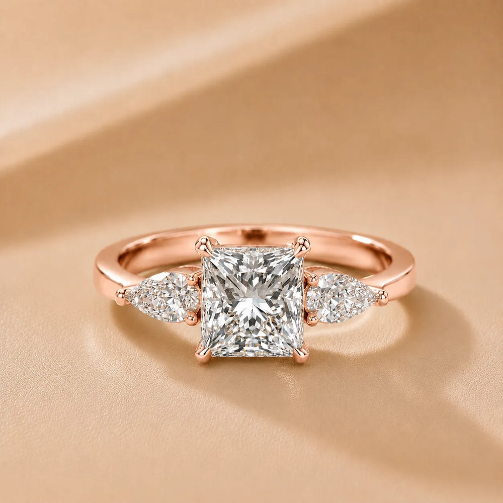 Grace Three Stone Asscher Diamond Engagement Ring