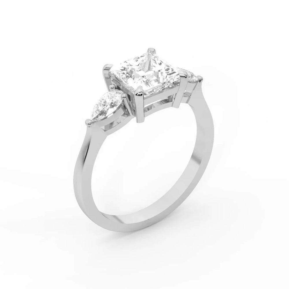 Grace Three Stone Asscher Diamond Engagement Ring
