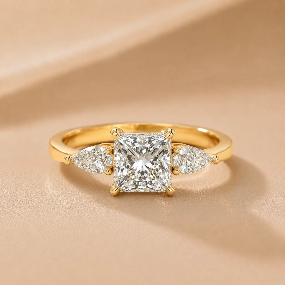 Grace Three Stone Asscher Diamond Engagement Ring