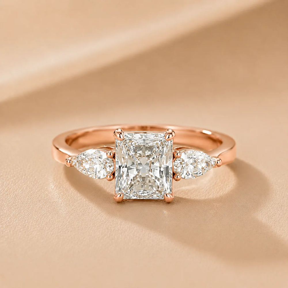 Grace Three Stone Asscher Diamond Engagement Ring