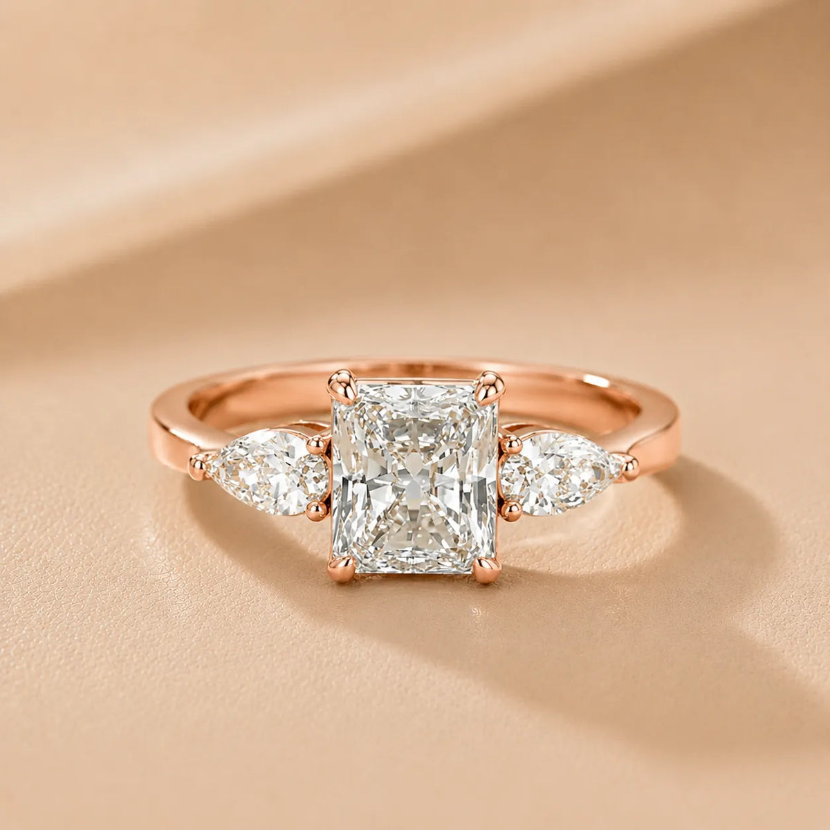 Grace Three Stone Asscher Diamond Engagement Ring