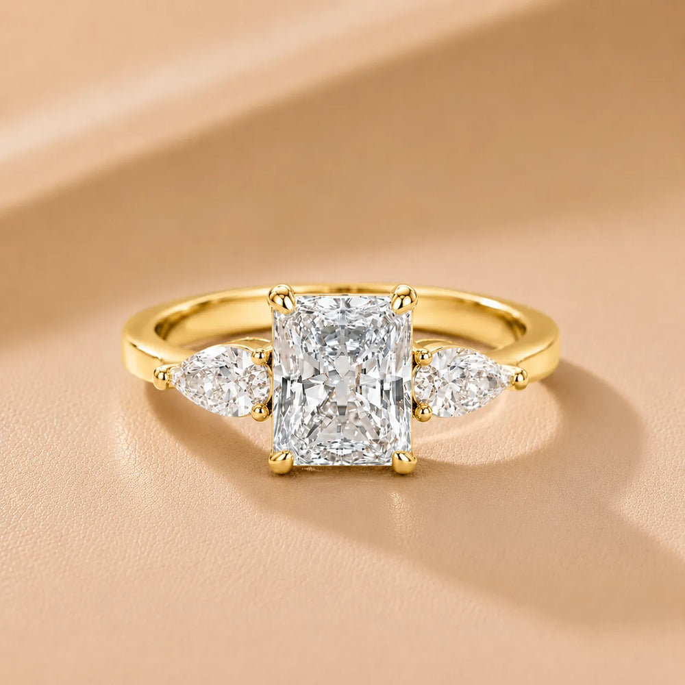 Grace Three Stone Asscher Diamond Engagement Ring