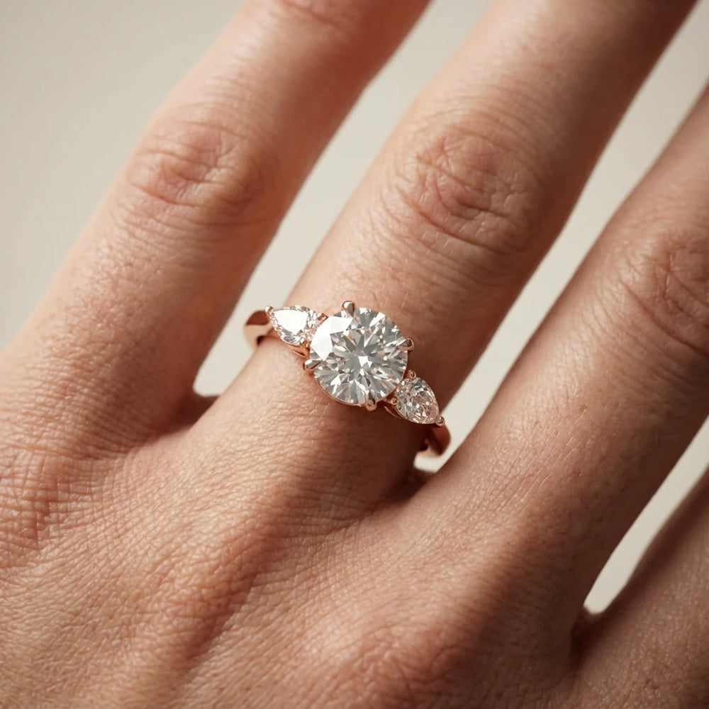 Grace Three Stone Asscher Diamond Engagement Ring