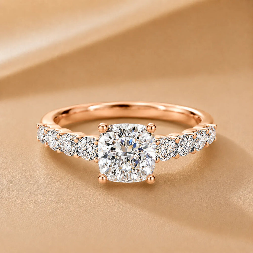 Elegant Solitaire Ring with Graduated Accent Stones