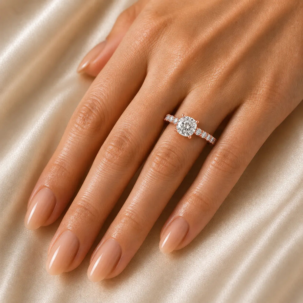 Elegant Solitaire Ring with Graduated Accent Stones