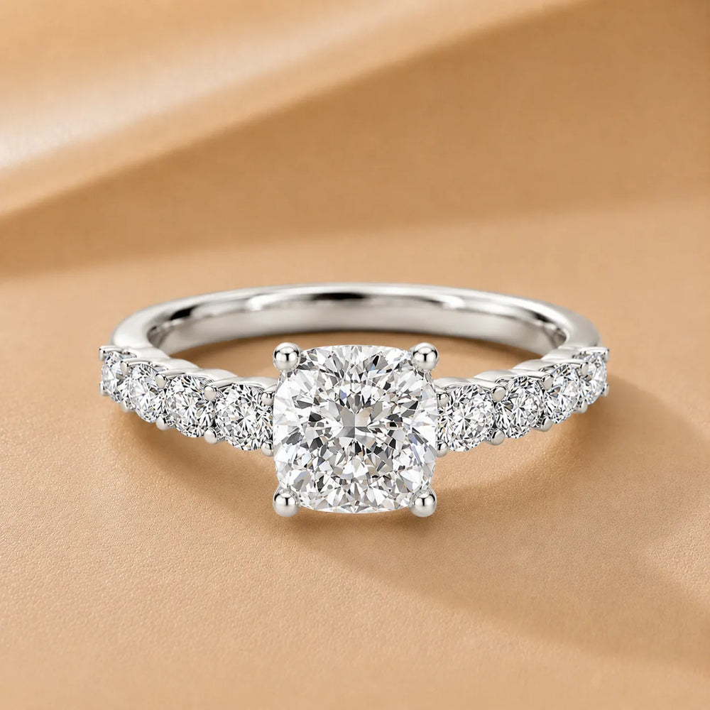 Elegant Solitaire Ring with Graduated Accent Stones