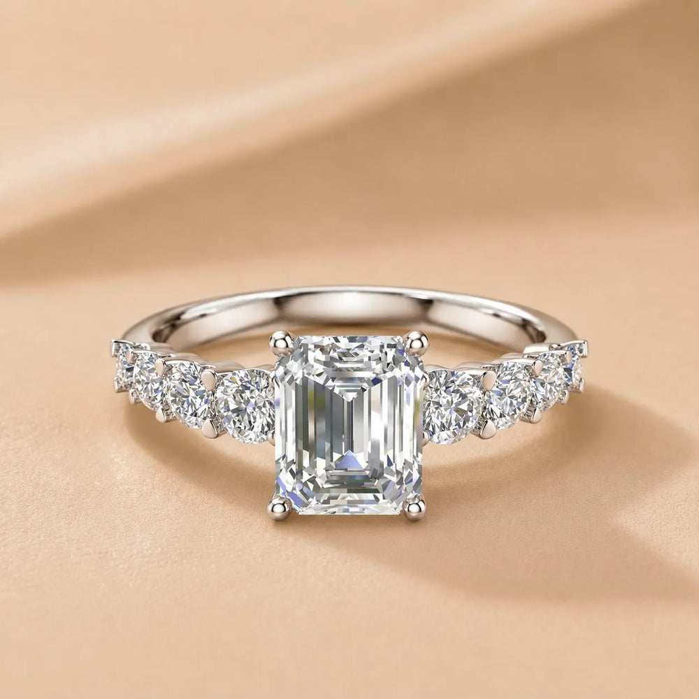 Elegant Solitaire Ring with Graduated Accent Stones