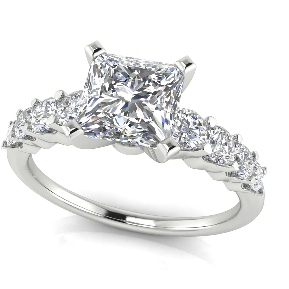 Elegant Solitaire Ring with Graduated Accent Stones