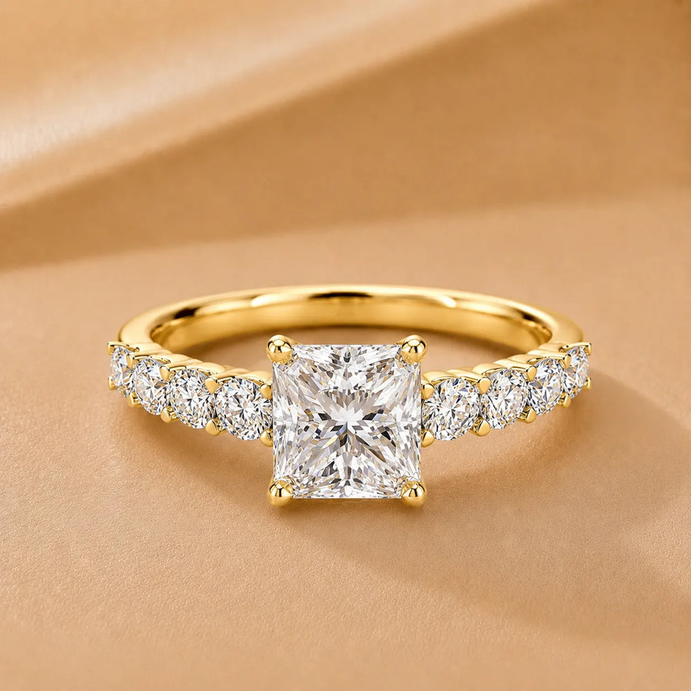 Elegant Solitaire Ring with Graduated Accent Stones