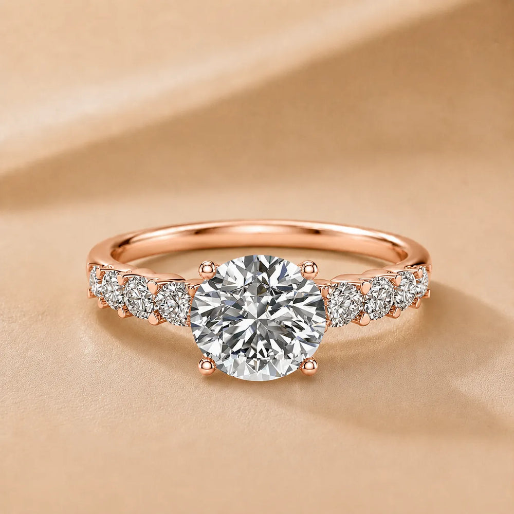 Elegant Solitaire Ring with Graduated Accent Stones