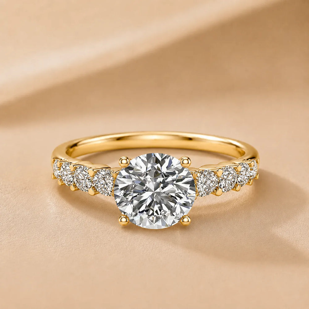 Elegant Solitaire Ring with Graduated Accent Stones