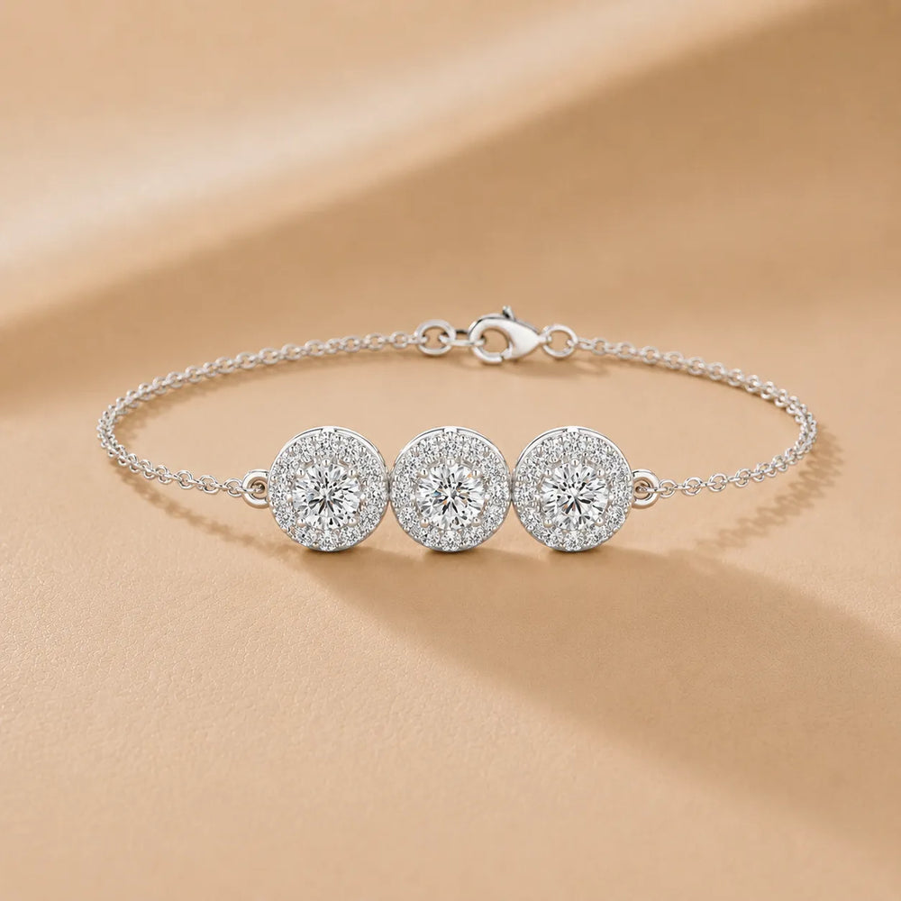 Graceful Trio Sparkle with Trio Set Round Diamond for Gifting Bracelet