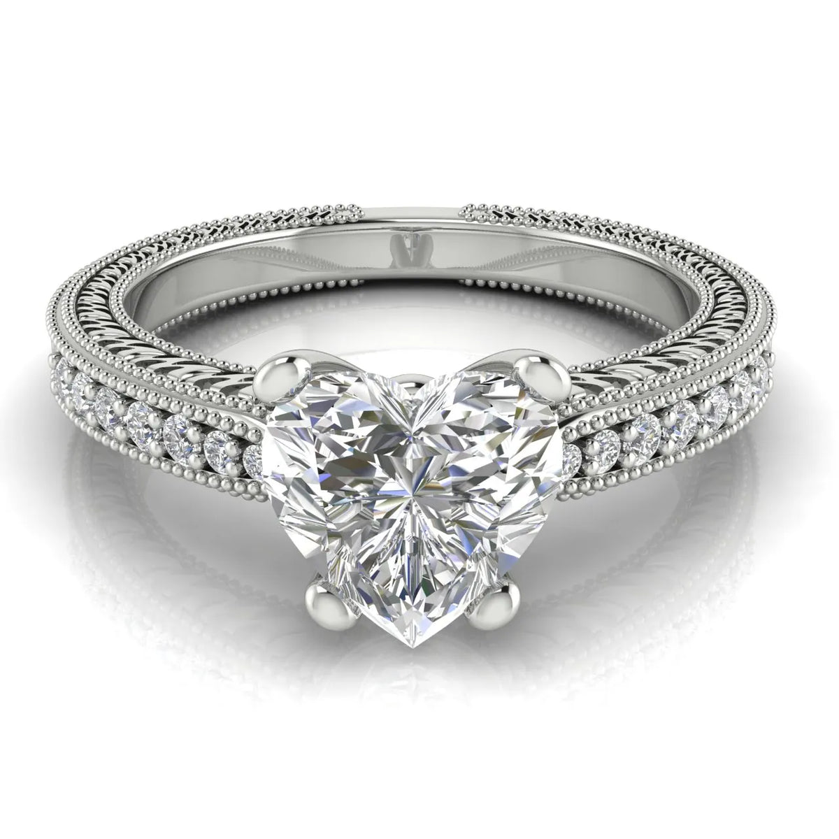 Vintage-Inspired Solitaire Ring with Accent Stones