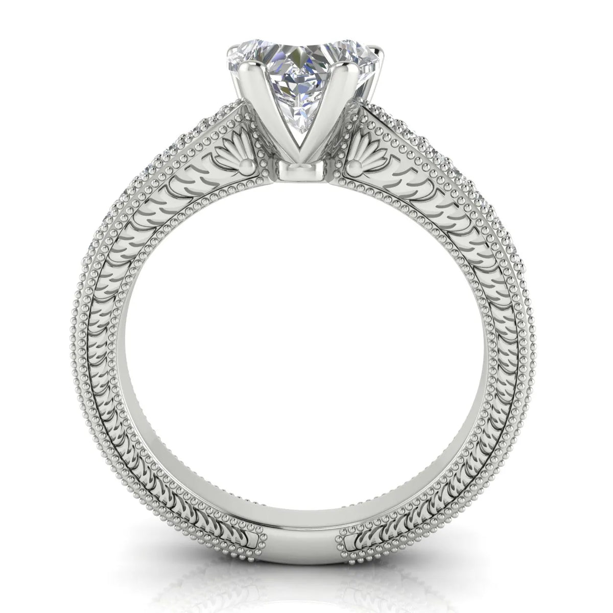 Vintage-Inspired Solitaire Ring with Accent Stones