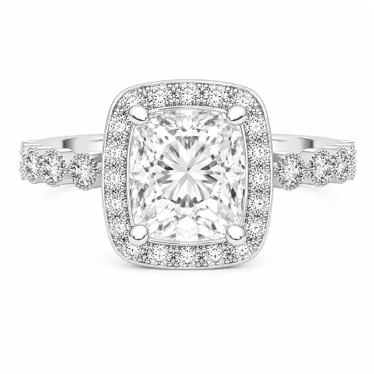 Halo Crown Pear Diamond Ring