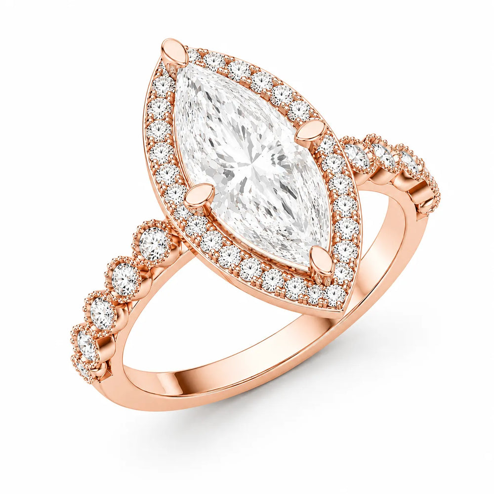 Halo Crown Pear Diamond Ring
