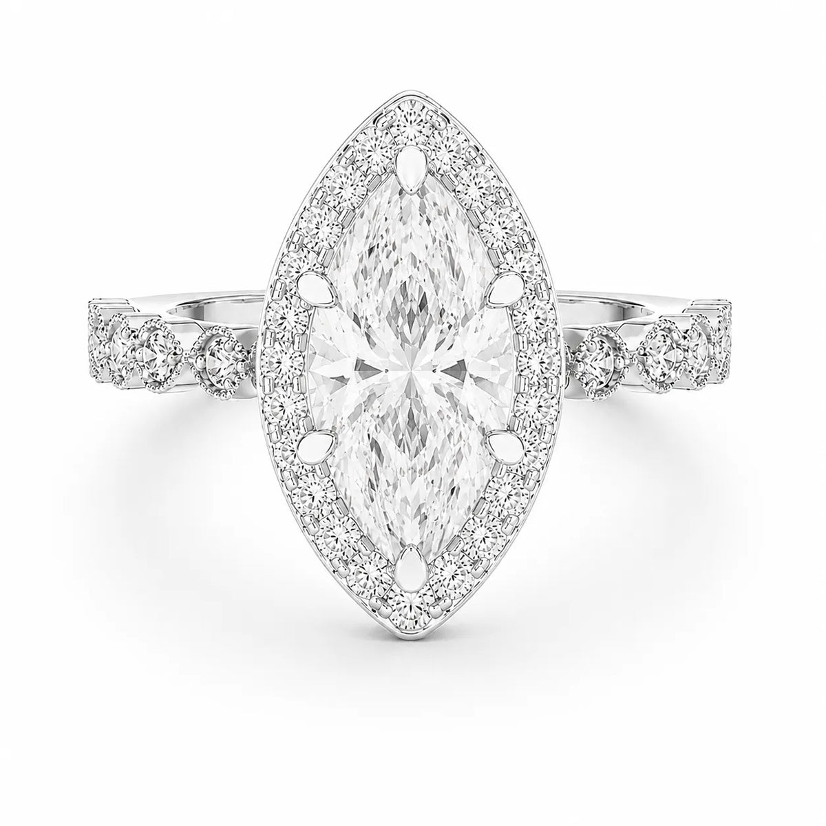 Halo Crown Pear Diamond Ring