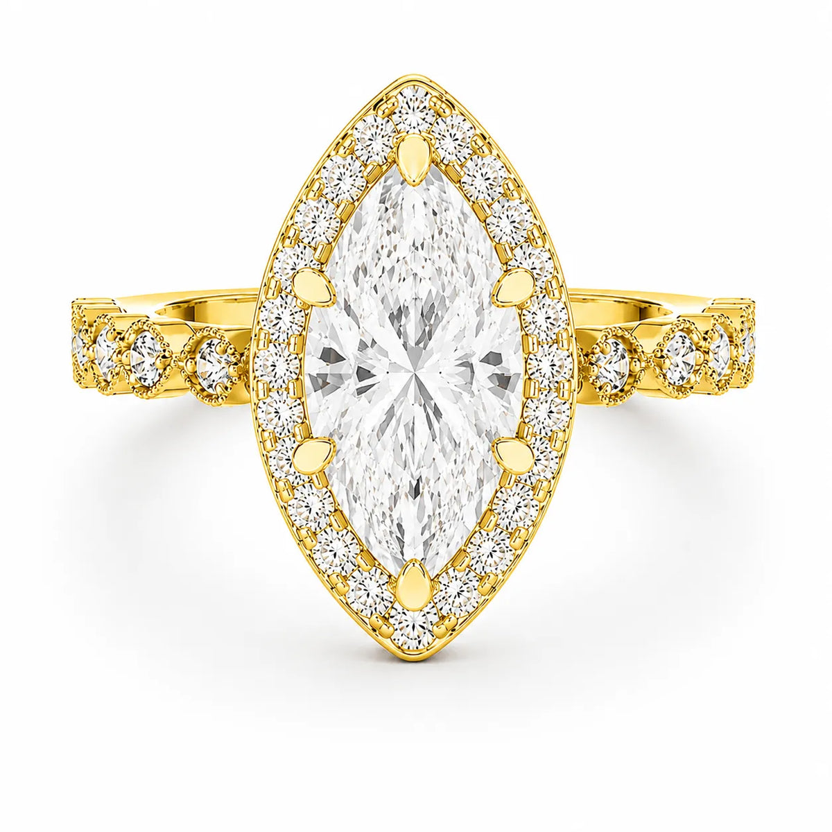 Halo Crown Pear Diamond Ring